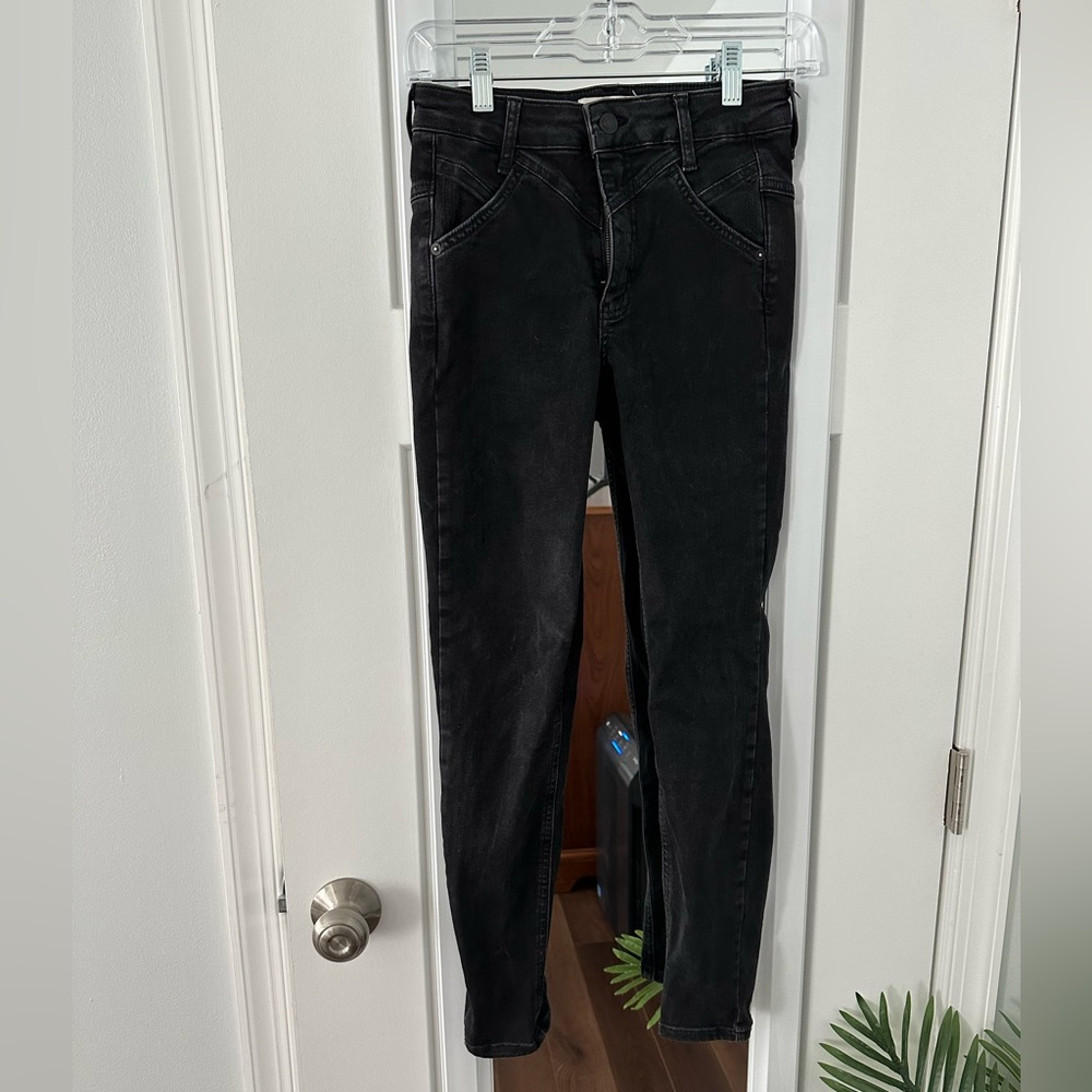 Free People High Rise Black Skinny Jeans